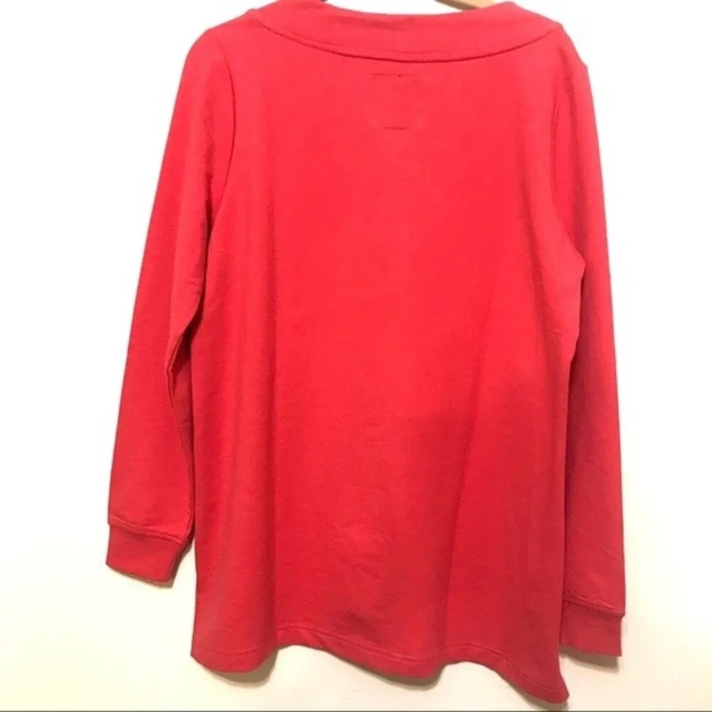 US Polo Assn Coral top women long sleeve V neck hi low sweater size M causal